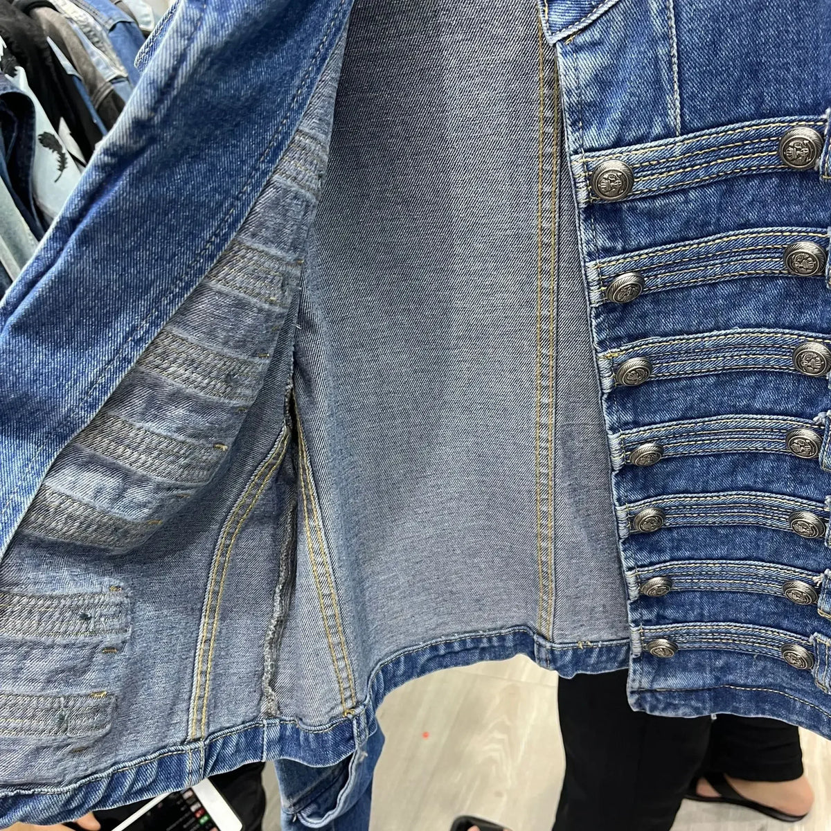 Vintage Denim Military Jacket Women Retro Solid Round Neck Single Breasted Slim Short Jackets 2026 Lady Daily Street Outerwears