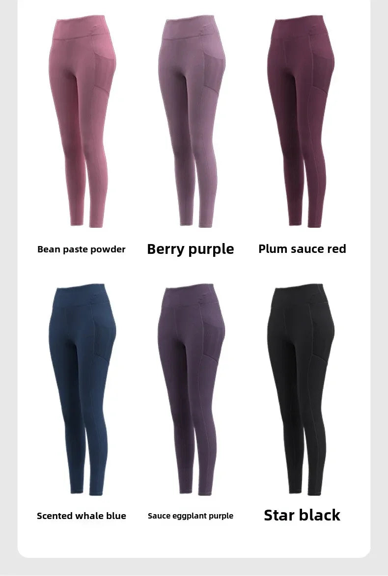 Training Leggings with Pockets for Women - High Elastic Yoga Pants Tummy Control High Waist 4-Way Stretch Gym Workout  Athletic