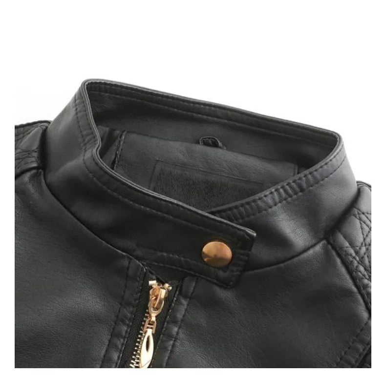 Women's Elegant Stand-up Collar Solid Jacket 2022 Female Three-dimensional Pattern Coat S-4XL New Pu Faux Leather Jacket Women
