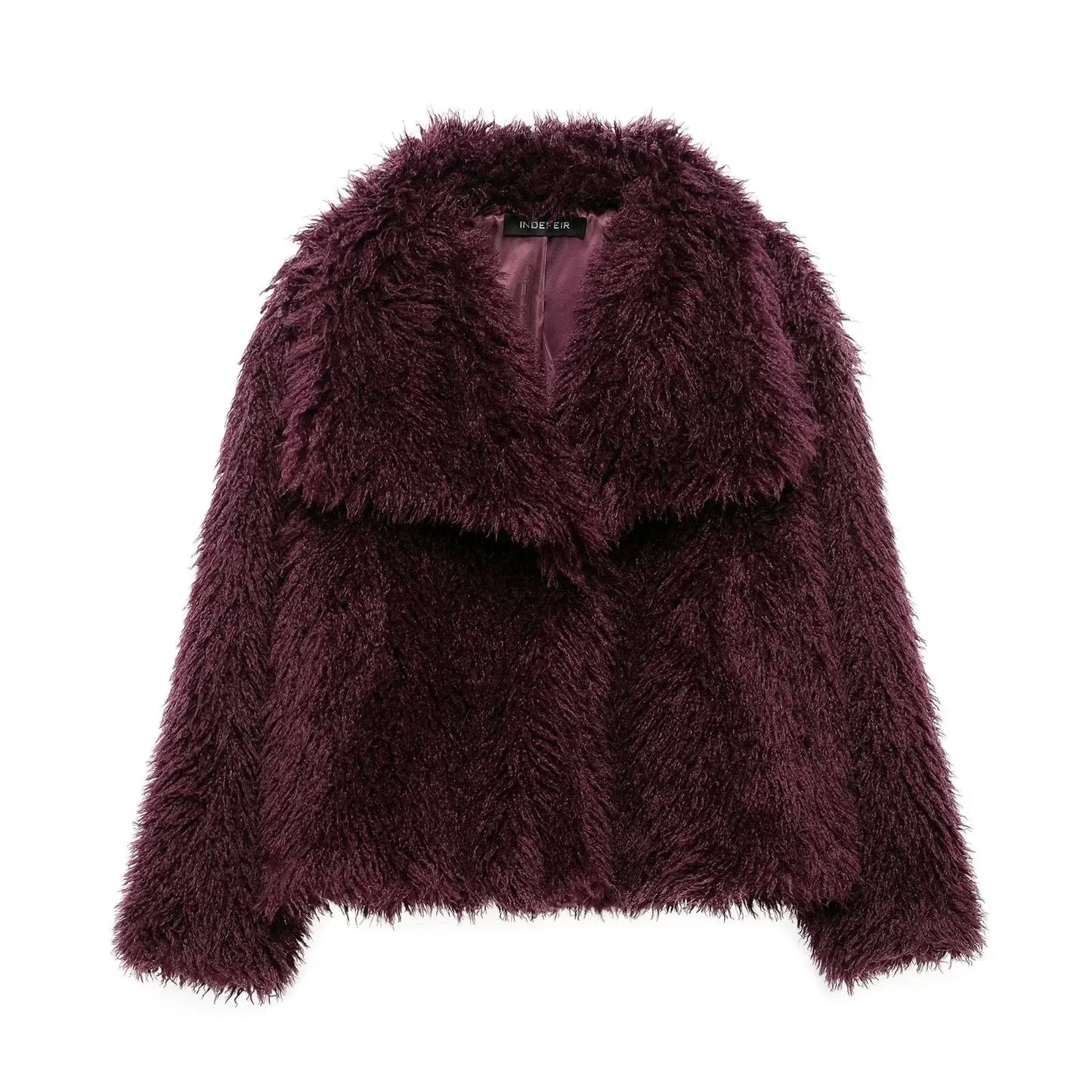 HH 2025 Winter Coats For Women New Artificial Fur Effect Loose Cropped Coat Female Versatile Streetwear Women's Cardigan