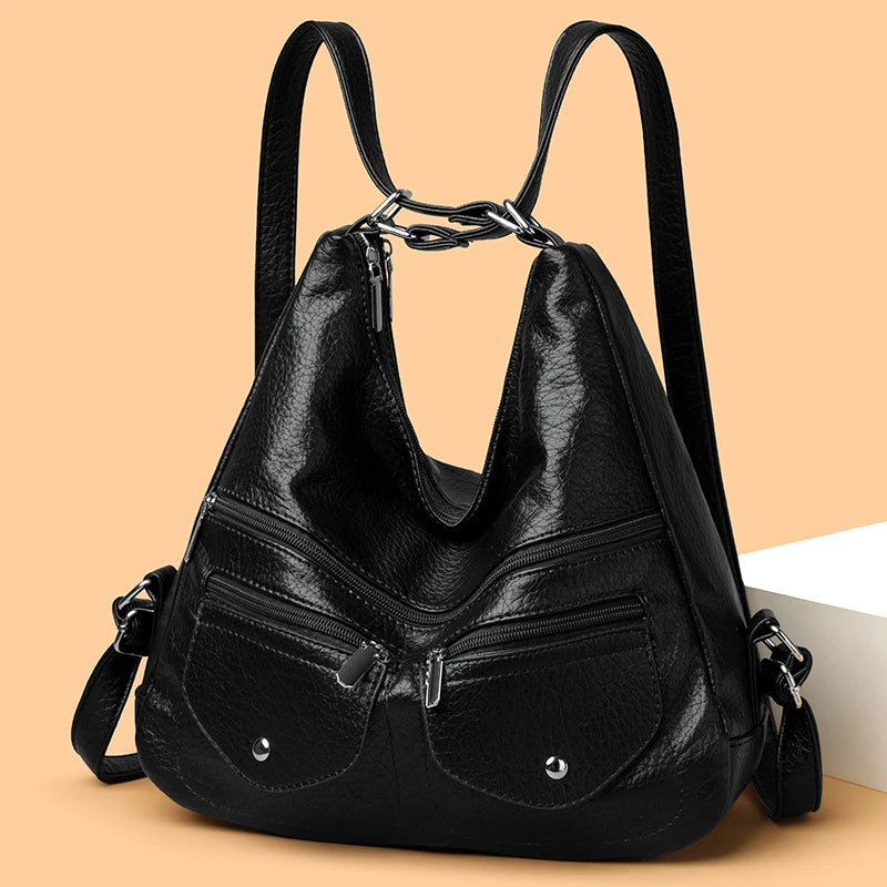 High Quality Large Capacity 3 In 1Women Backpack Luxury Soft Leather Shoulder Crossbody Bag For Women Fashion Ladies Handbag Sac