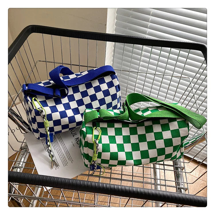 Plaid Shoulder Bag for Women Handbag CrossBorder Canvas Leisure  Fashion Bag Ladies Embroidered Han Female Pocket Purse