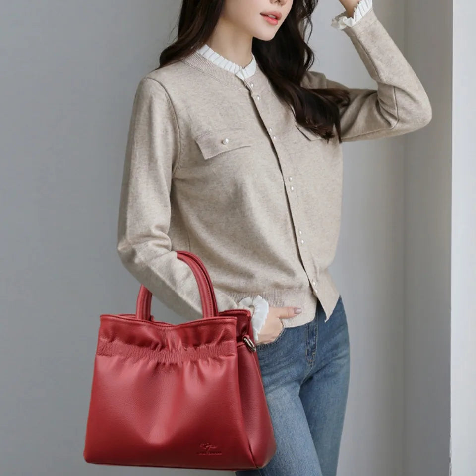 Luxury Soft Leather Shoulder Crossbody Bag for Women Mother 2025 Designer Handbags and Purse Female Small Casual Tote Sac A Main