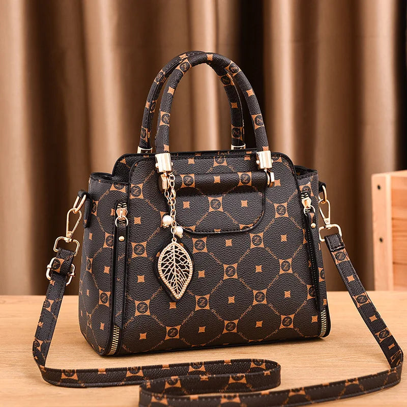 Fashionable Printed Women'S Handbag New High-Capacity Shoulder Bag Classic Retro Diagonal Cross Bag Urban Commuting Tote Bag