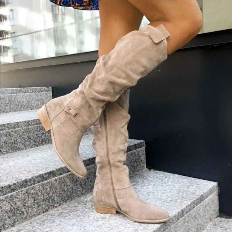 Hot Selling Retro Women Boot Large Size43Suede High Women Boot Winter Boot Women High Heel Allmach Knee Length Boots Botas Mujer