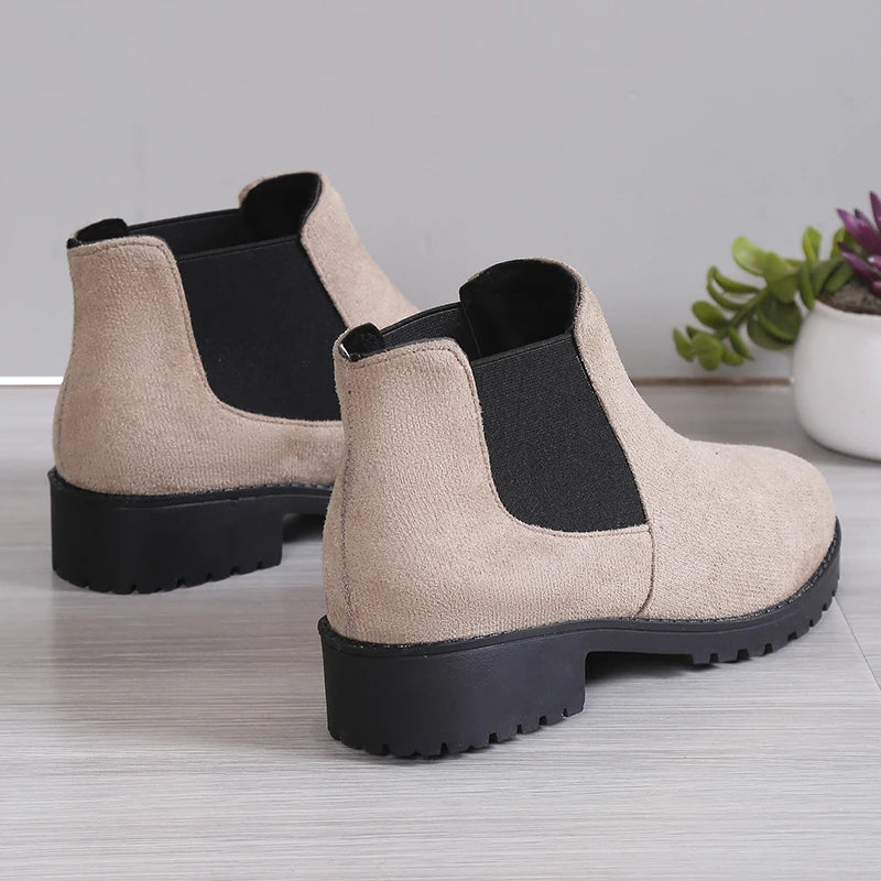 2025 Autumn and Winter New Women's Boots, High-Quality Women's Shoes, Fashionable High-End Square Heel Short Leg Chelsea Boots