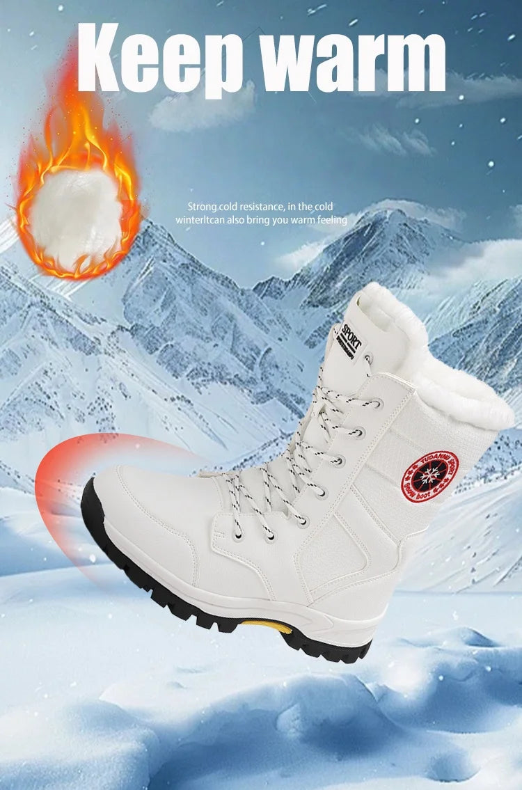 2025 new winter warm plush lined snow boots women's outdoor waterproof and non-slip plush cotton boots comfortable platform shoe