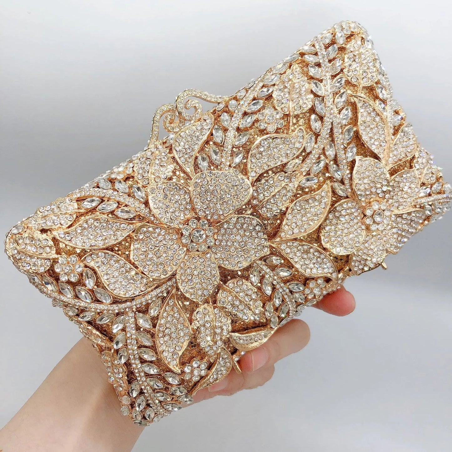 XIYUAN Evening Bags Gold/Silver Chain Shoulder Bags for Women Handbags Stones Day Clutches Diamonds Metal Ladies Clutch Handbags