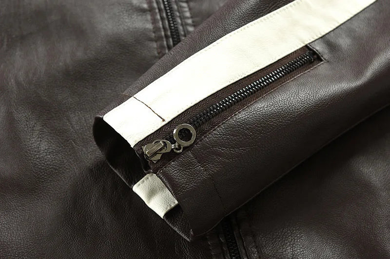Men Slim Motorcycle Leather Jackets Casual PU Leather Coats HIgh Quality Male Stand Collar Leather Jaquetas Jackets And Coats 5X