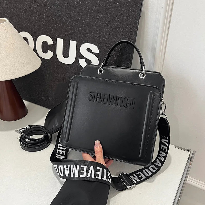 Trendy Commuter Women's Shoulder Bag Fashionable Letter Print Simple Urban Style PU Material Medium Size Zipper Opening Cross...