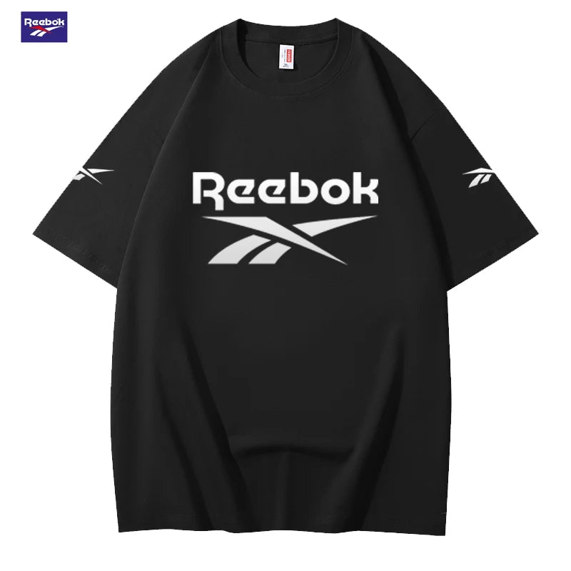 Reebok Summer New Color-Block Short Sleeve - Suitable for Men and Women. Loose and Comfortable. Fashionable Street Style.
