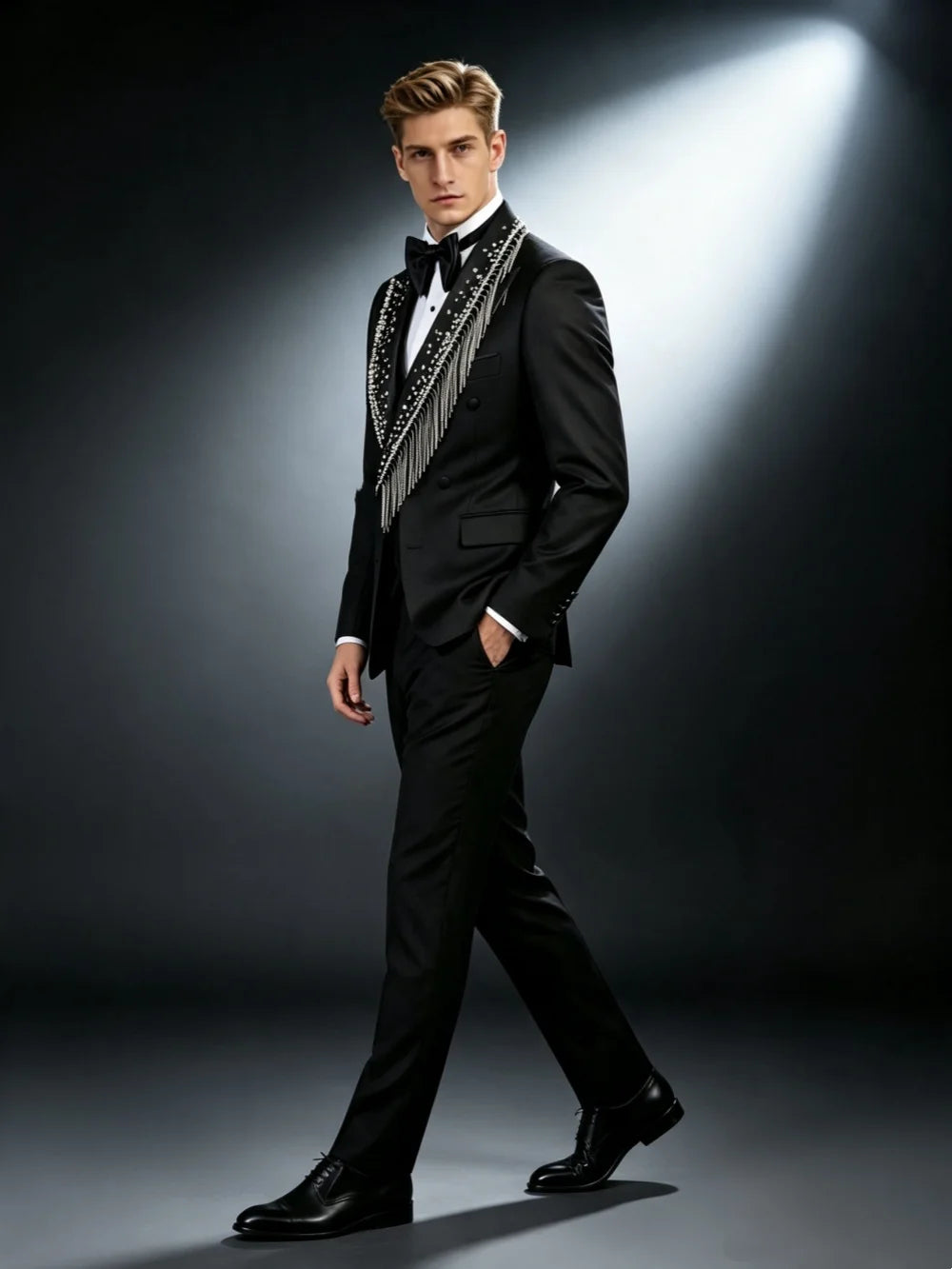 Luxury Wedding Tuxedos Beaded 2 Piece Set Jacket Pant Men Suit Elegant Unique Peaked Shawl Lapel Evening Blazer Party Customized