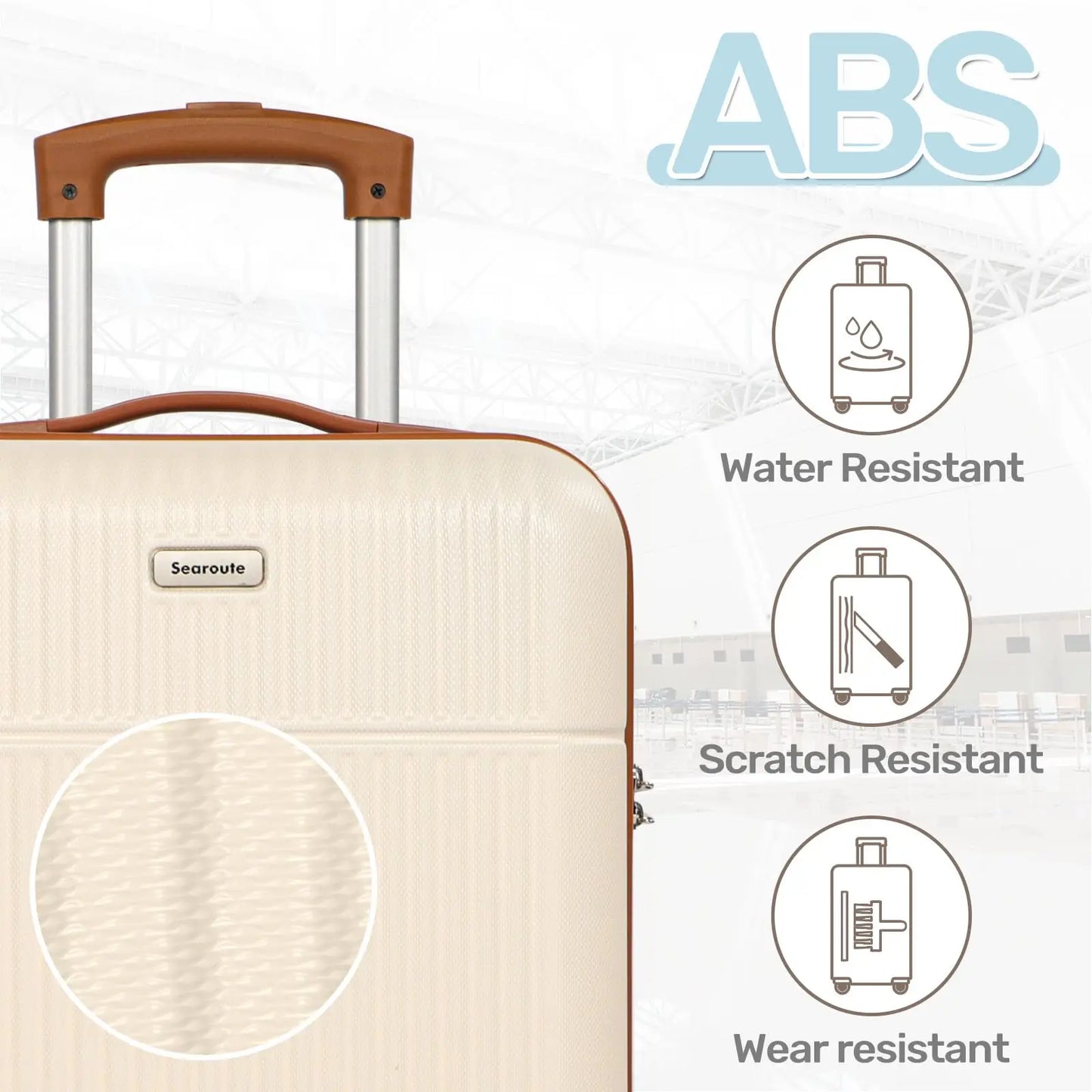 Luggage Sets Suitcase ABS Hard Shell Carry-On Hand Cabin with 4 Double Spinning Wheels & TSA- Lock 3 Piece Set (21"24"28")