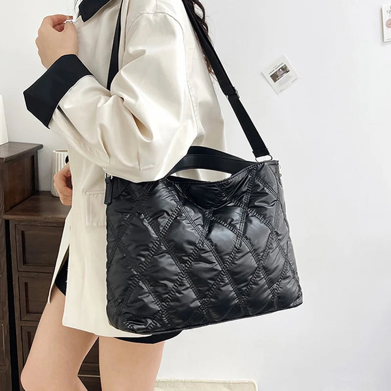 Simple Versatile Diamond Large Capacity Retro Handbag Women's Casual Soft Handle Crossbody Shoulder Bags