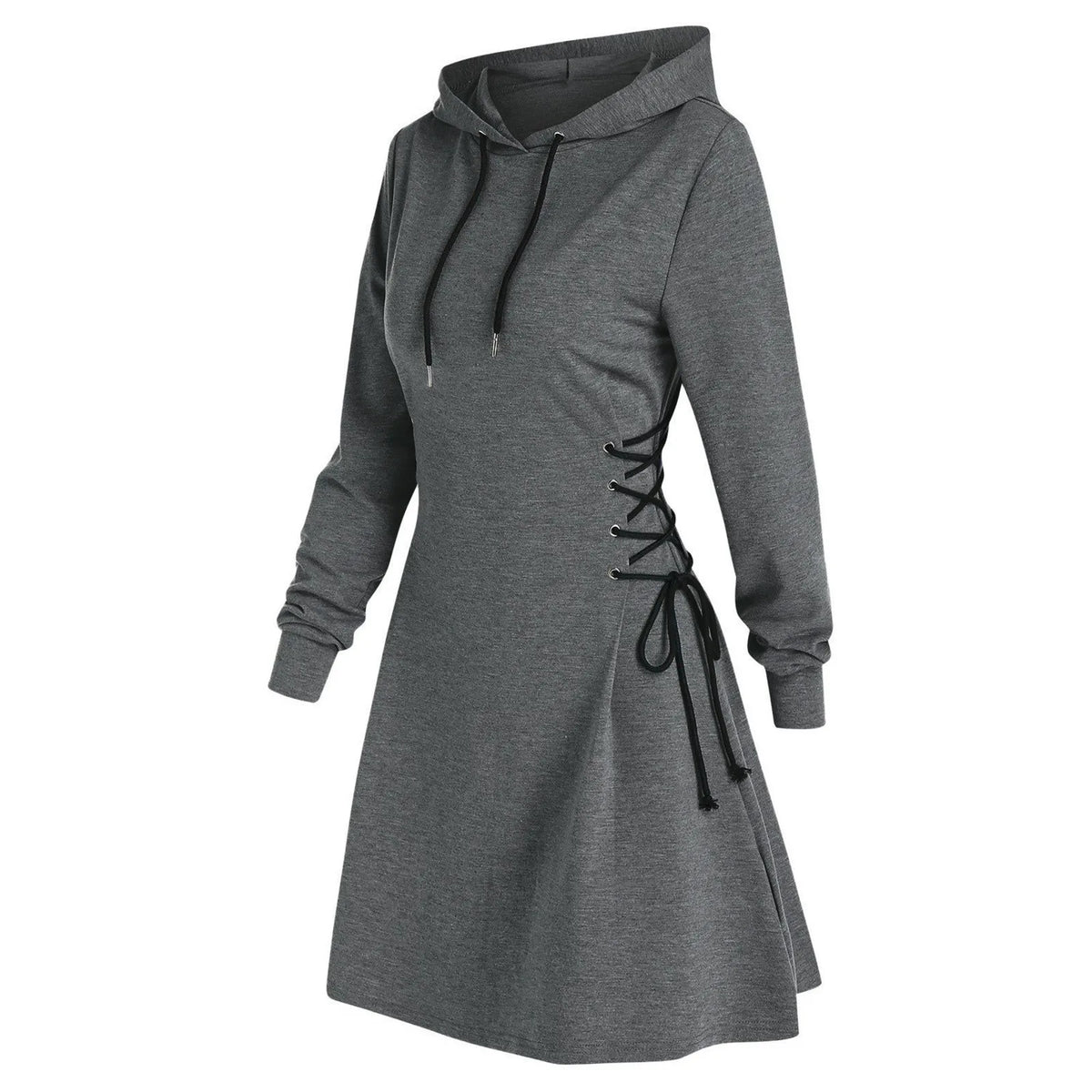 woman Women's Clothing Hoodies Sweatshirts Women's slim fit waist cinching strap drawstring long hooded sweatshirt Sweatshirts
