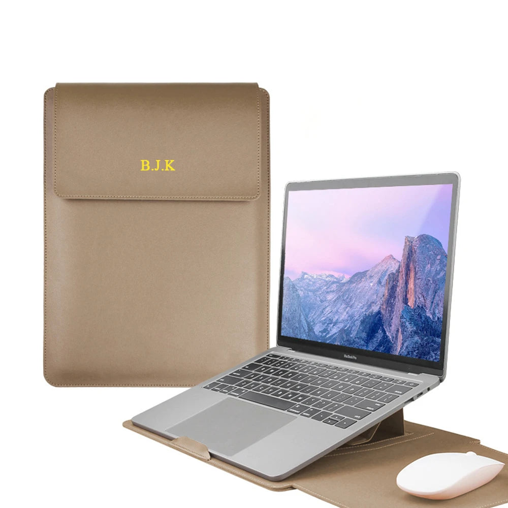Engrave Name Crocodile Pattern Laptop Sleeve Bag Leather Luxury Waterproof Laptop Bag Fashion Notebook Computer Storage Bags