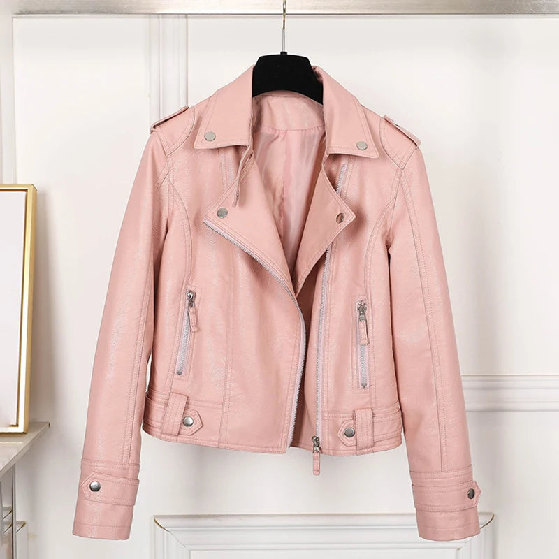 Black Faux Leather Jacket Women Y2K Retro Moto Biker Windproof Pu Leather Jackets Korean Street Cropped Outerwear Woman Clothes