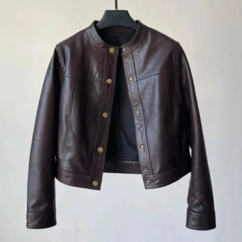 Leather Jacket Women Clothing Stand Neck Zipper Crop Tops 2026 Ropa Mujer Streetwear Casual Chic PU Coats Chaquetas Para Mujer