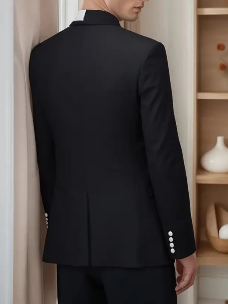 Suit Blazer Jacket Men's Black White Patchwork Suit Jacket Asymmetrical Design Blazer Stage Host Wedding Banquets Party Blazer