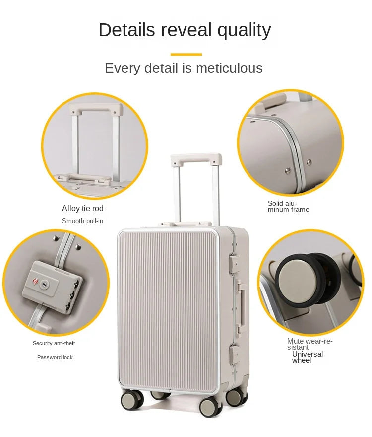 Sturdy Aluminium Frame Suitcase 28 inch Large Size Drop-resistant Trolley Case Business Suitcase 20 inch Boarding Box TSA lock
