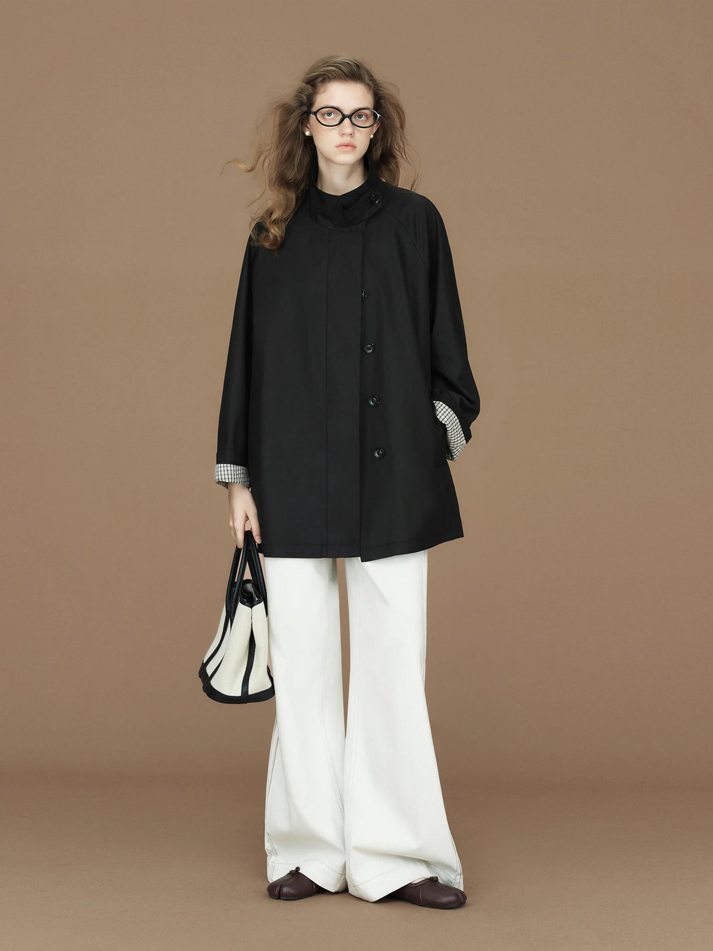 FSLE 2026 Womens British Trench Coat Contrast Cuff Stand Collar Heritage Workwear Style Pink Black Khaki Short Long Trench Coat