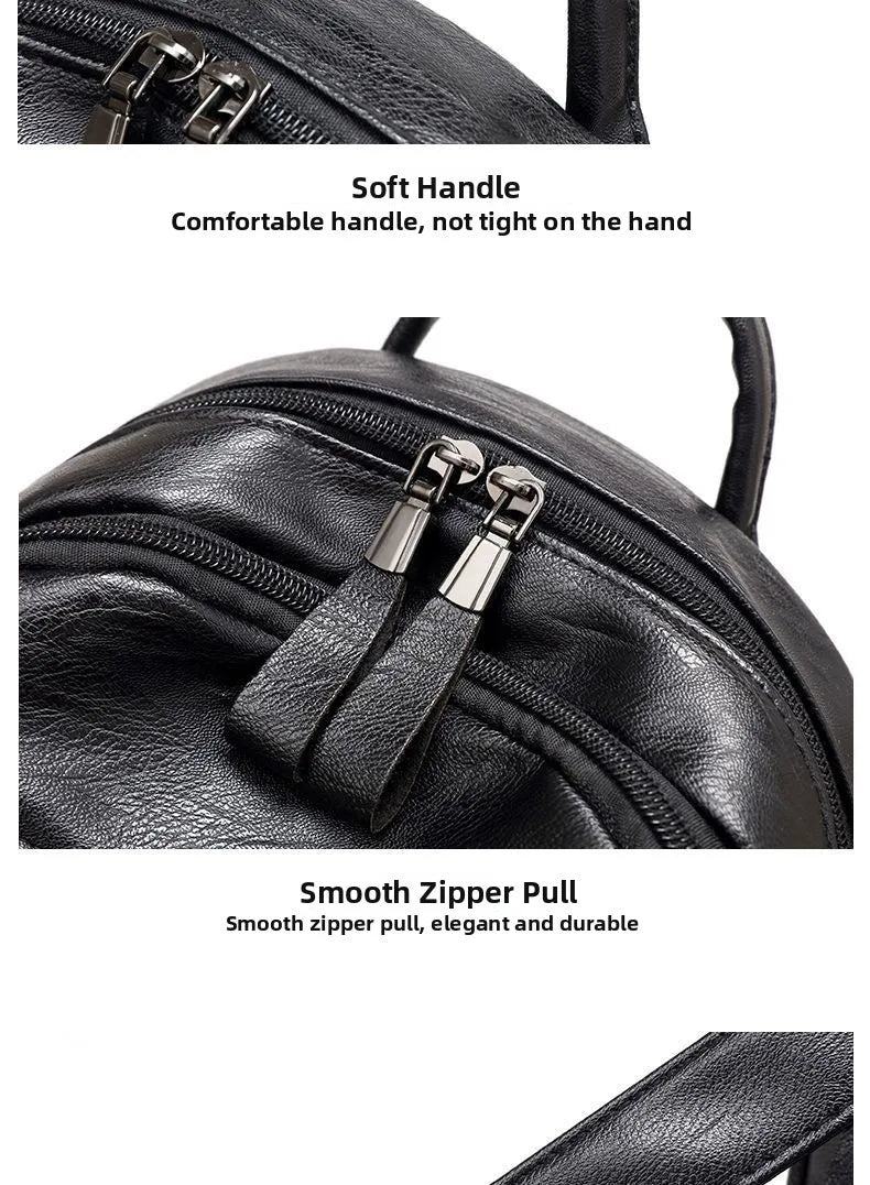 Women's Large Capacity Soft Leather Backpack Fashionable Street Style Travel Bag 2025 New Korean Version Trendy Ladies Bag