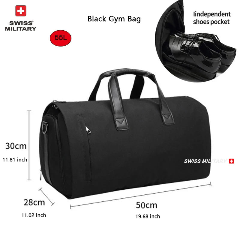SWISS MILITARY New Men's Business Garment Bags Large Multifunctional Foldable Suit Bag with Shoes Bag Gym Bag Shoulder Bags