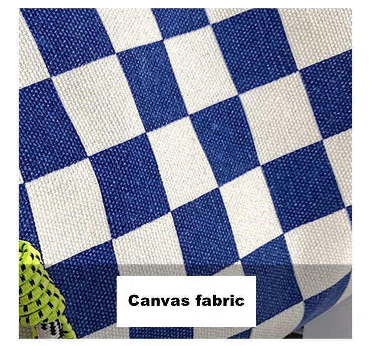 Plaid Shoulder Bag for Women Handbag CrossBorder Canvas Leisure  Fashion Bag Ladies Embroidered Han Female Pocket Purse