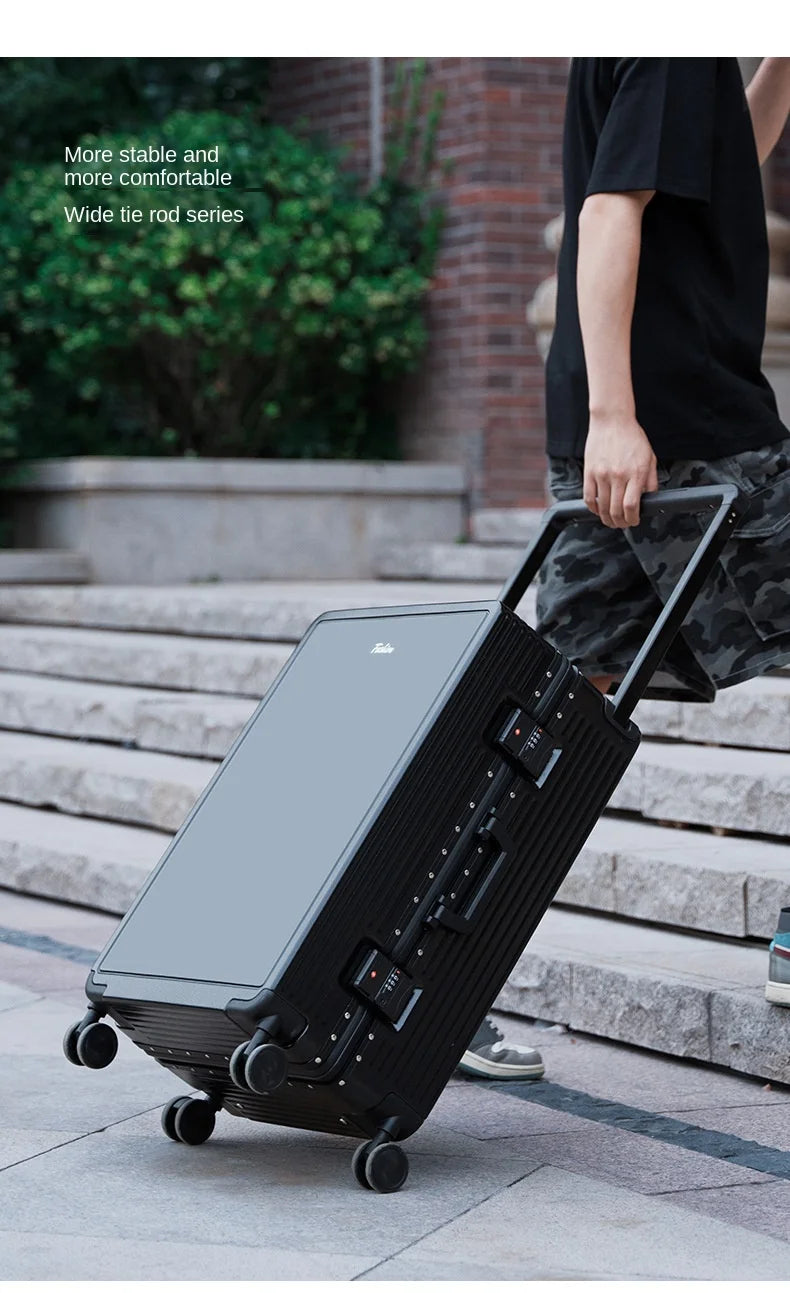 Wide Tie Rod Luggage Aluminum Frame with Durable PC Trolley Case 30 inch Multifunctional Suitcase with Large Capacity