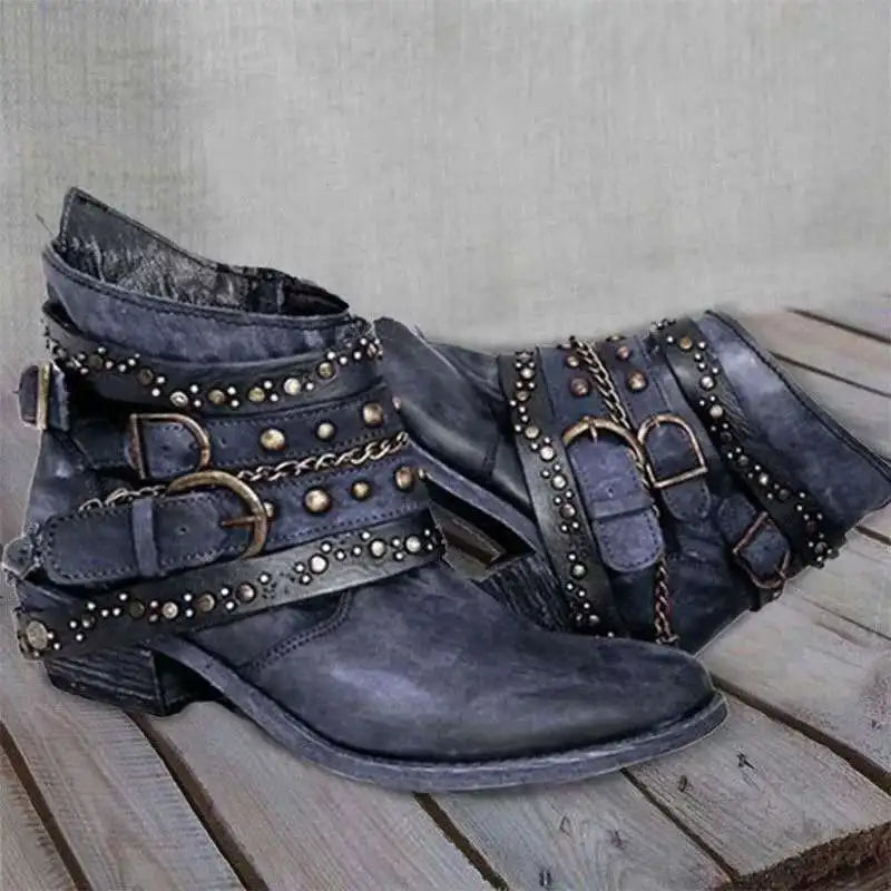 Autumn and Winter Fashion Women's Boots New Platform Casual Leather Plus Size 43 Women's Boots Belt Buckle Boots Botas Femininas