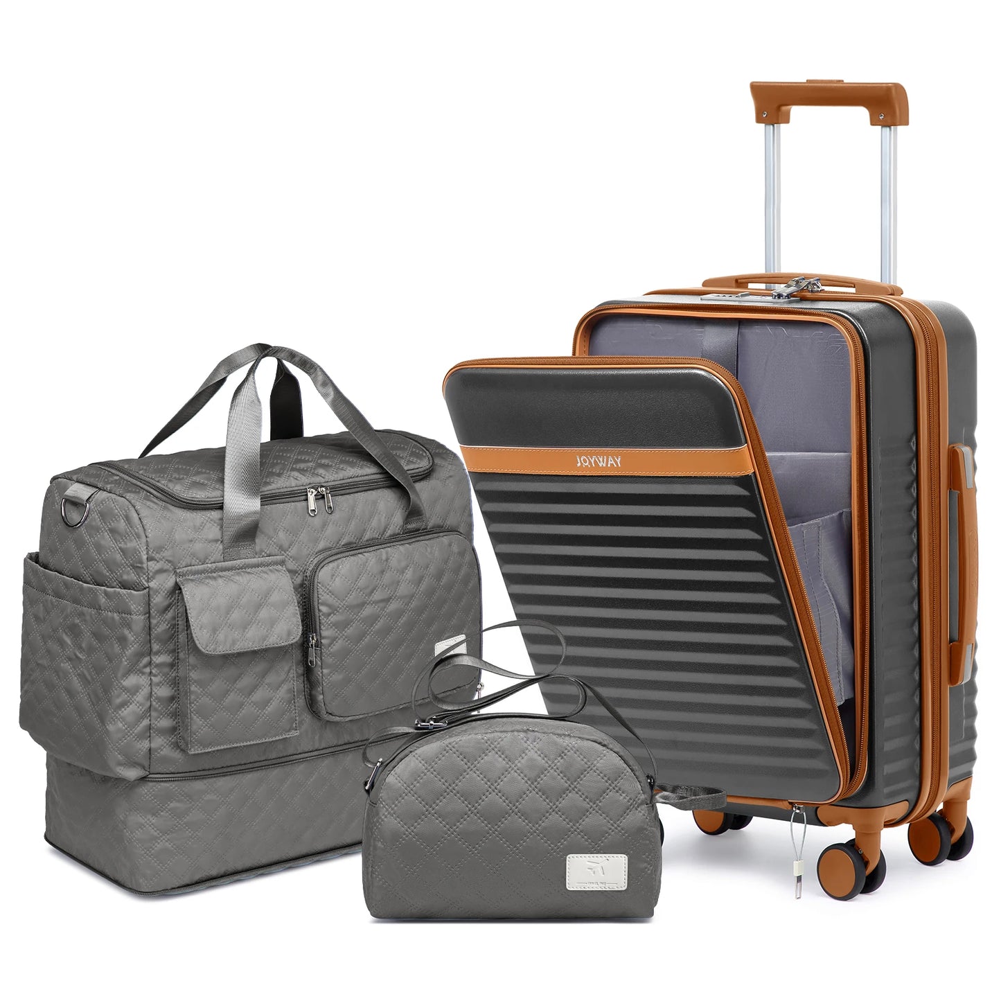 Joyway 20 inch Front-opening Luggage Suitcase with Expandable Multi-purpose Bag and Small Crossbody Bag