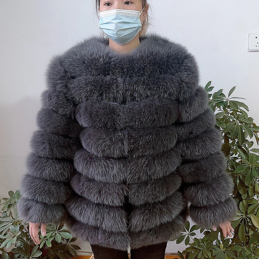 NEW Style Length Sleeves 4in1 Real Fur Coats Women Natural Real Fur Jackets Vest Winter Outerwear Women Fox Fur Coat Quality Fur