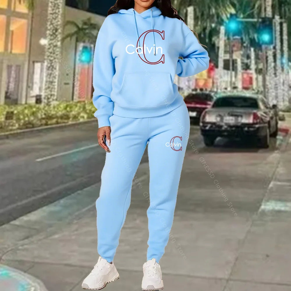 Hoodies Women Pants Sets Sweatshirt And Sweatpant Full Outfit Spring Autumn Loose Fit Stylish Trendy Designer Clothing Women Set