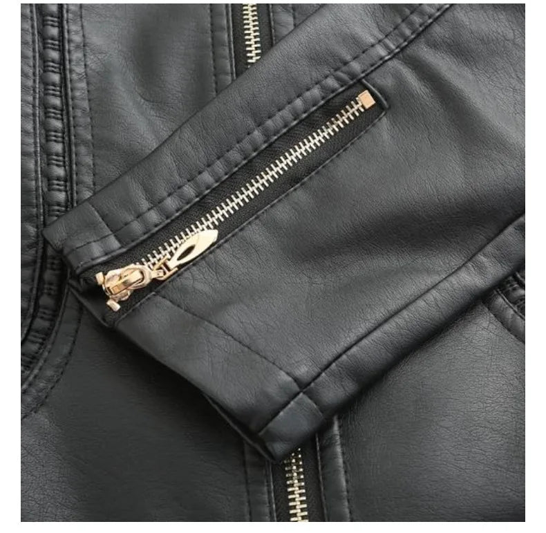Women's Elegant Stand-up Collar Solid Jacket 2022 Female Three-dimensional Pattern Coat S-4XL New Pu Faux Leather Jacket Women