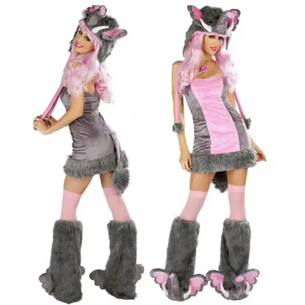 Halloween Cosplay Deluxe Plush Monster Animal Costume Adult Fox Cat Girl Cosplay Costume Halloween Costumes Women Fancy Party