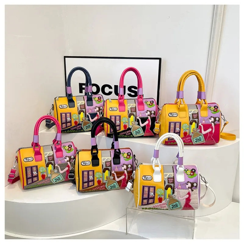 Design Patchwork Zipper 2026 Hot Sale Women's Bags Retro High Quality Women's Bags PU New Personality Stylish Shoulder Bags
