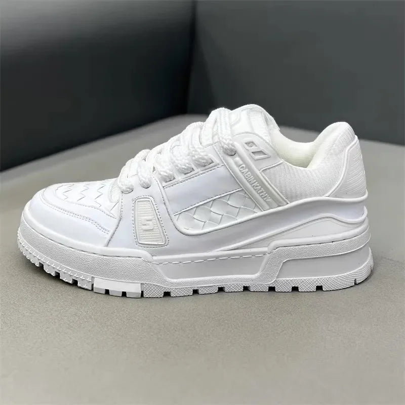 Chunky Sneaker Mens Womens Designer Printed Board Shoes Fashion Casual Microfiber Leather Fabric Height Increased Platform Shoes