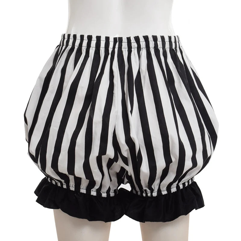 Lolita Bloomers Women Vintage Cosplay Bottoming Pumpkin Striped Shorts