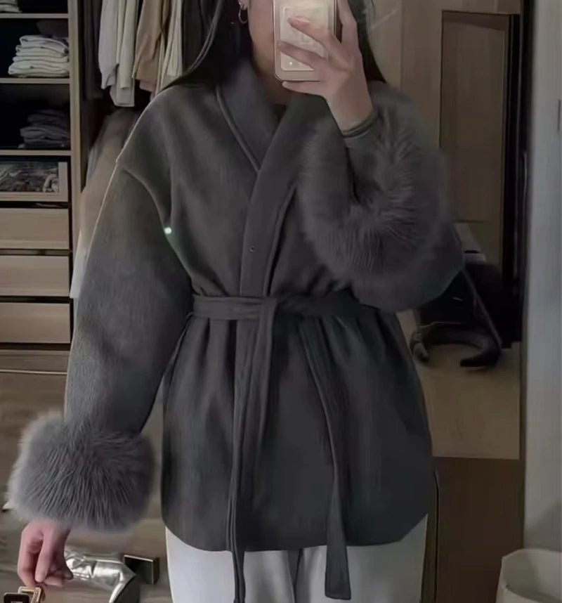 QICHE High‑End Wool‑Blend Women Outerwear Chic Fashion Jacket For European‑Vibe Ladies Autumn‑Winter New Arrival