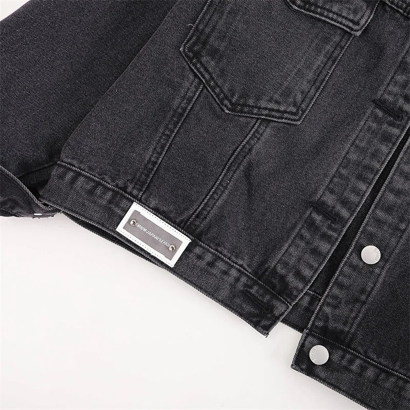 Fashion Women's Black Washed Denim Jackets Spring Autumn Vintage Jeans Coat Oversize Loose Outerwear Lady Casual Tops Overcoat