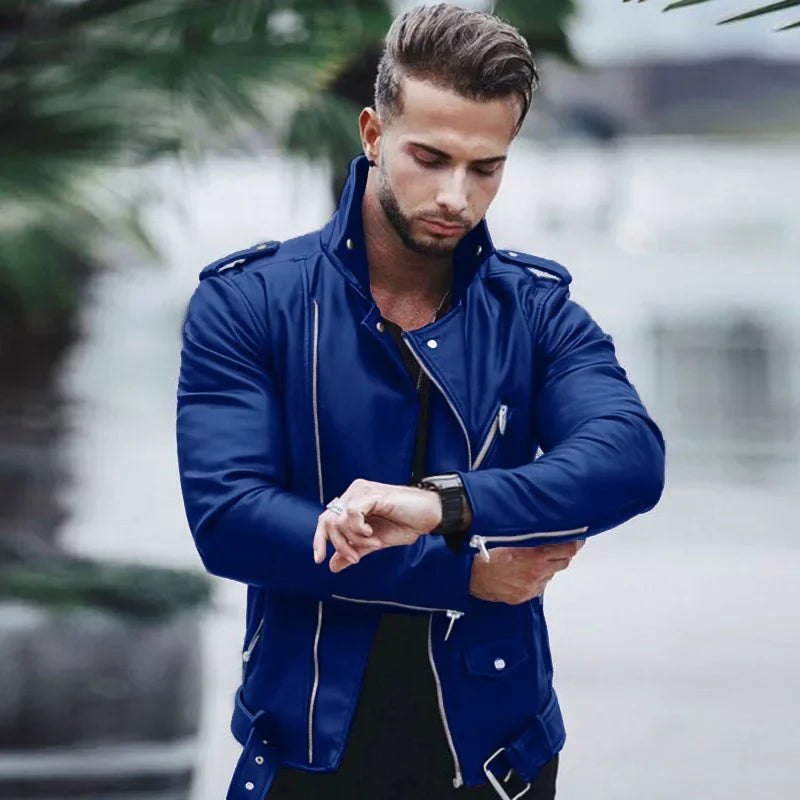 New Men's Autumn Winter Fashion PU Leather Jackets Plus Size 4XL 5XL Slim Leather Jackets Male Jackets for Men Coats Clothing