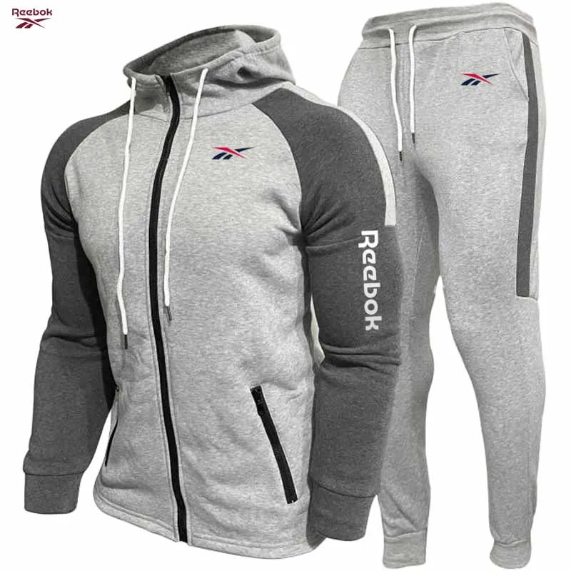 Reebok Men's Fall/Winter Hoodie Set, Fleece Long-Sleeve Jacket, Casual Hooded Sweatshirt, Street Style Men's Jacket Set - Essent