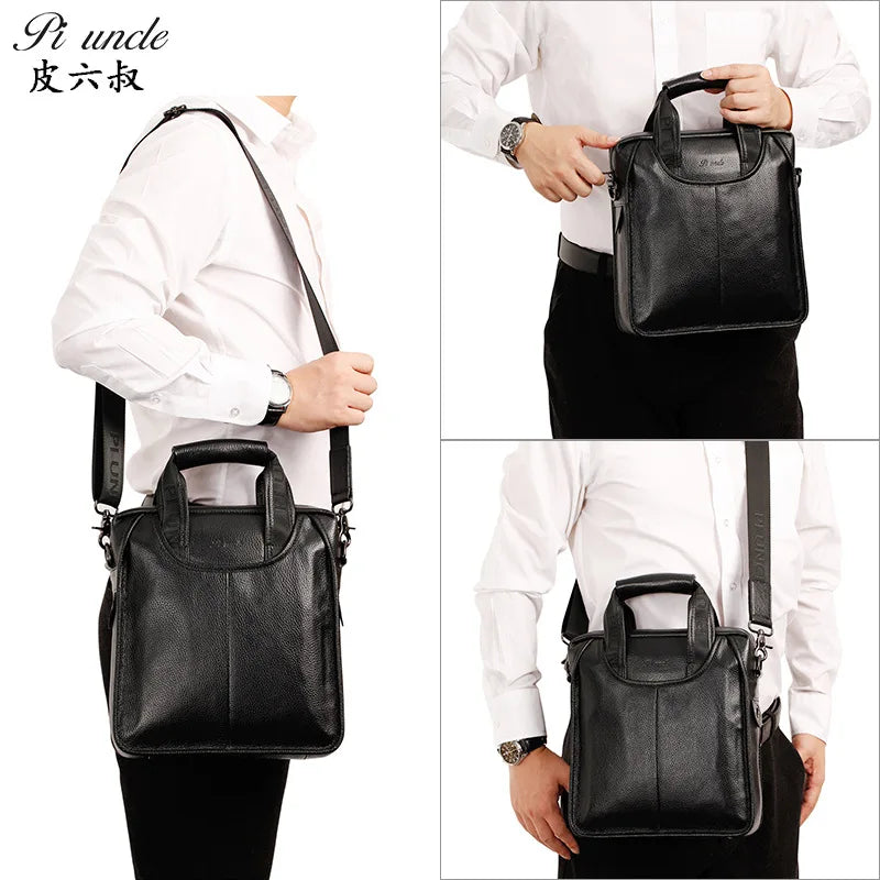 Business Briefcase Shoulder Messenger Bags Men's Genuine Leather 10-inch Laptop Bag's Men's Briefcase Office Business Handbag
