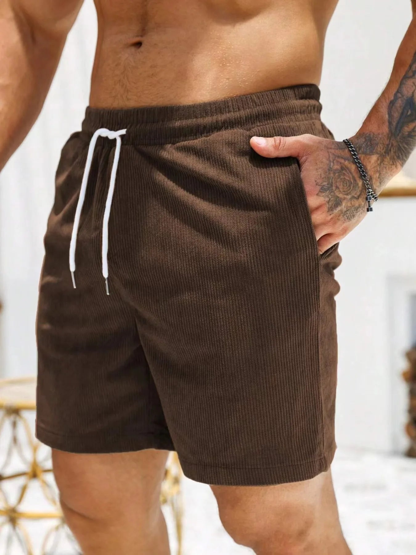 2026 Summer Men Corduroy Shorts Casual Lightweight Loose fit Men's Beach Board Shorts Short Pants Trousers