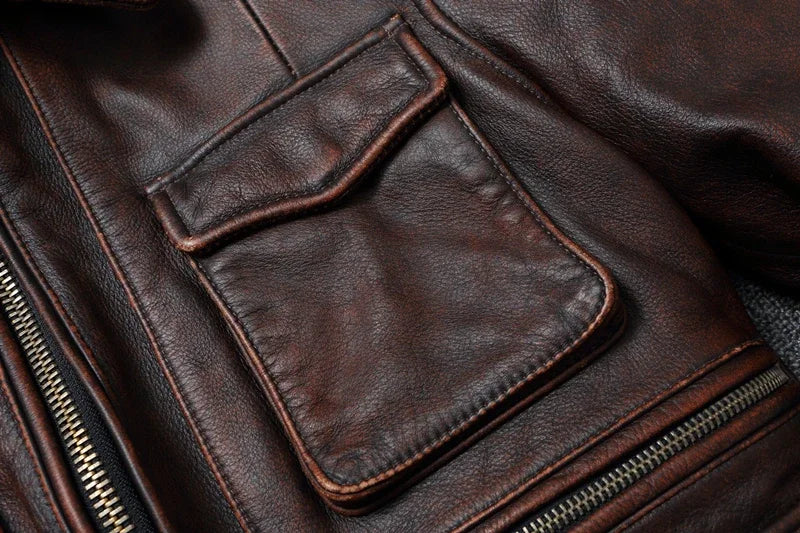 Vintage Red Brown Genuine Leather Jacket Men Soft Real Cowhide Black Winter Coat Biker Jackets Jaqueta Masculina De Couro