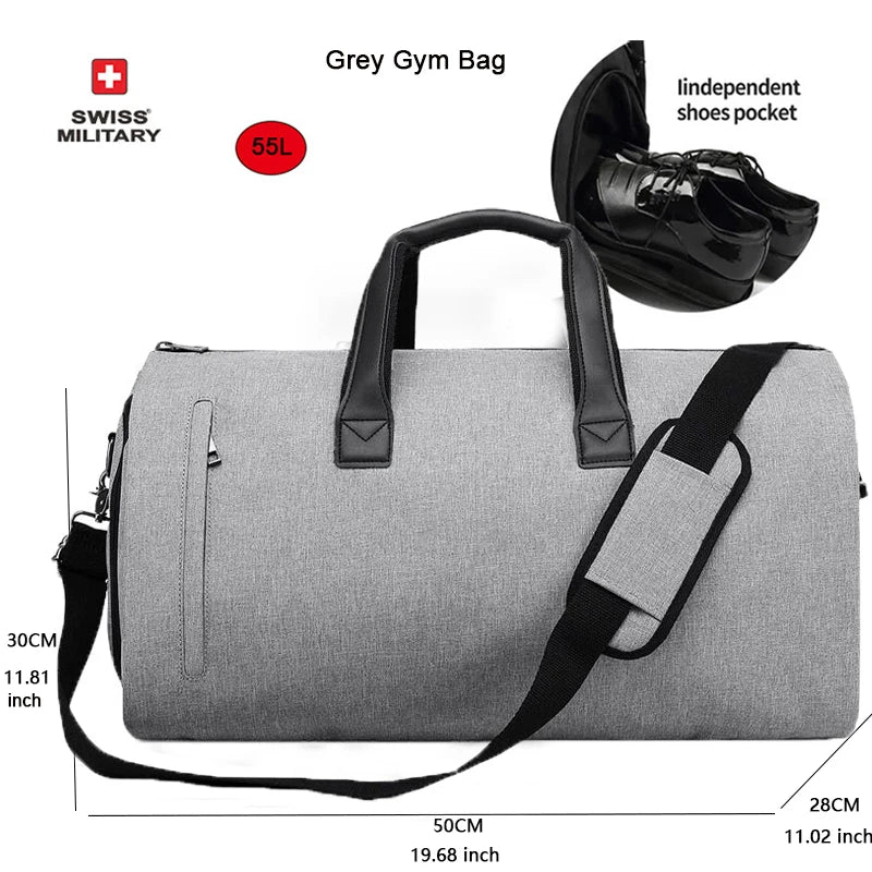 SWISS MILITARY New Men's Business Garment Bags Large Multifunctional Foldable Suit Bag with Shoes Bag Gym Bag Shoulder Bags