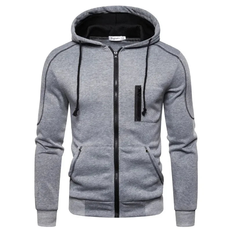 Casual Men Hoodie Sweatshirt 2025 Slim Male Zipper Streetwear Cardigan Hoodies Outerwear Black Sportswear Men Hooded Jacket