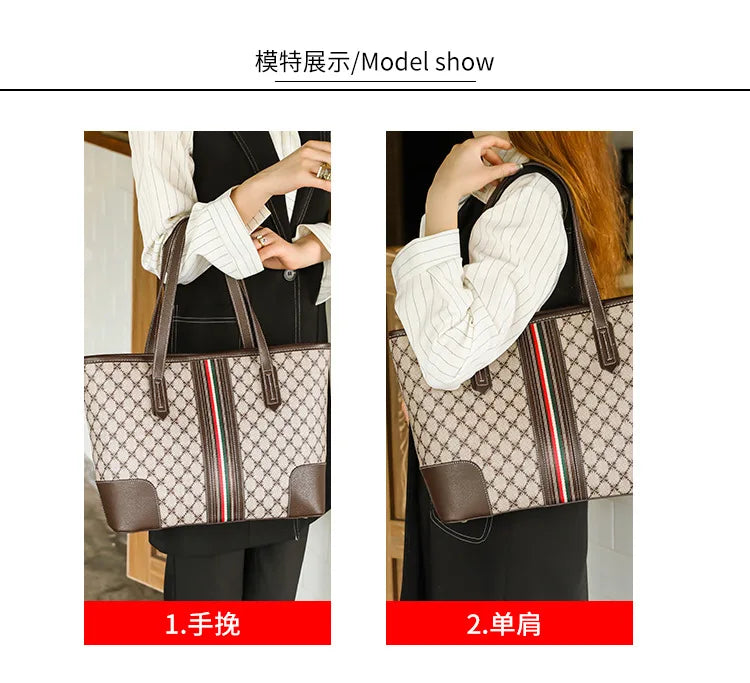 New Fashion Women's Tote Bag Trend Brand Retro Printed Shoulder Bag Large Capacity Elegant Commuter Bag Designer Luxury Handbag