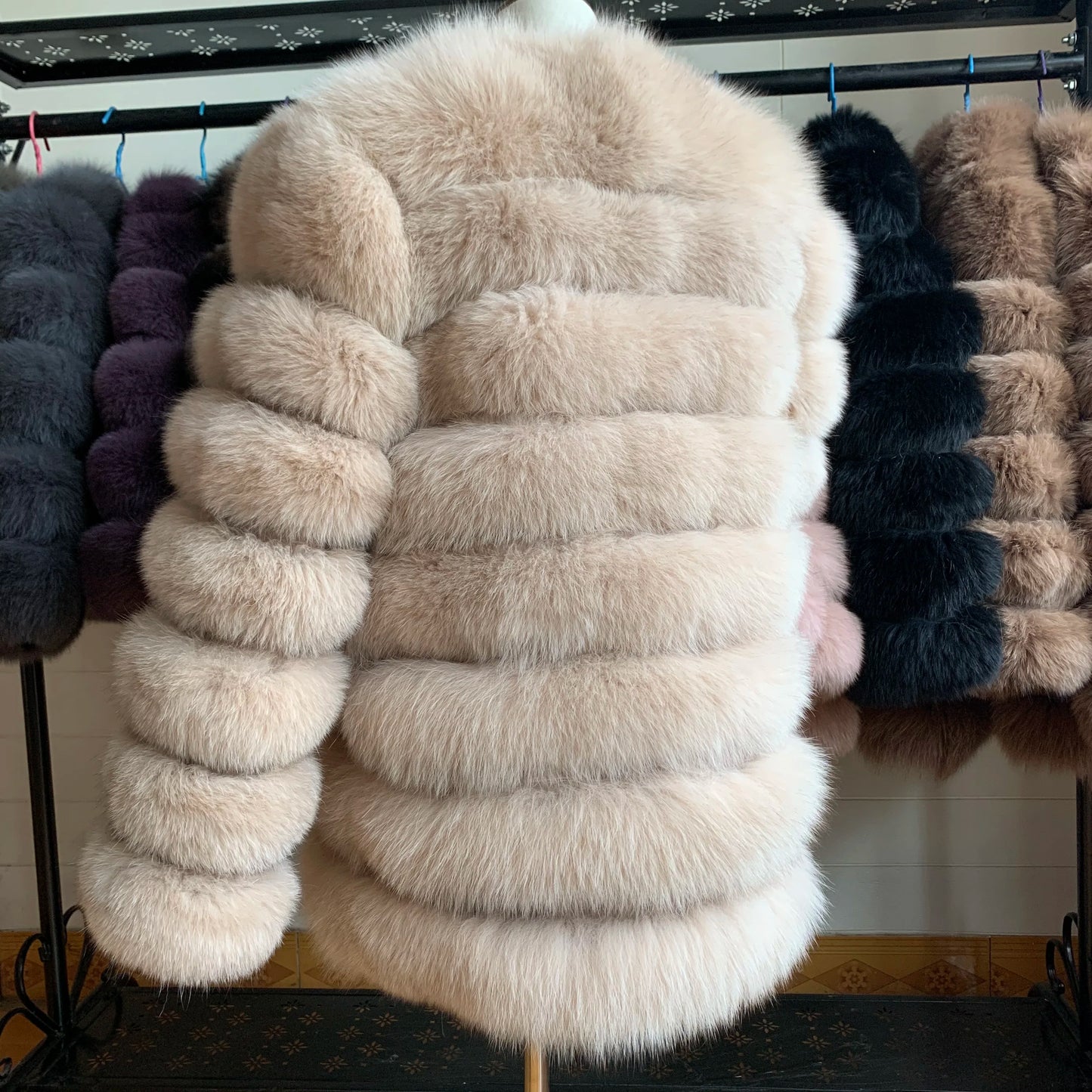 NEW Style Length Sleeves 4in1 Real Fur Coats Women Natural Real Fur Jackets Vest Winter Outerwear Women Fox Fur Coat Quality Fur
