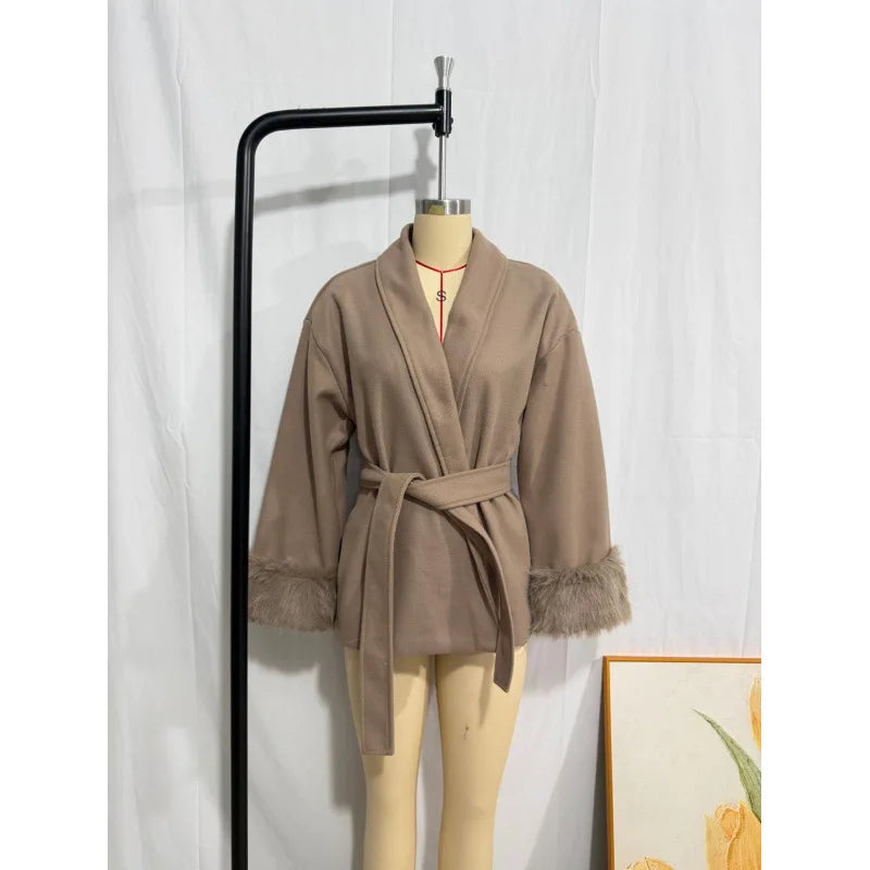 QICHE High‑End Wool‑Blend Women Outerwear Chic Fashion Jacket For European‑Vibe Ladies Autumn‑Winter New Arrival